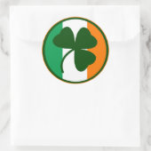 Irish logo, shamrock op vlaggenkleuren ronde sticker (Tas)