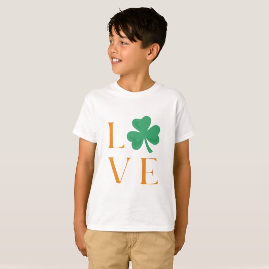 Irish Love Clover Shamrock groen en Sinaasappel T-shirt (Voorkant volledig)