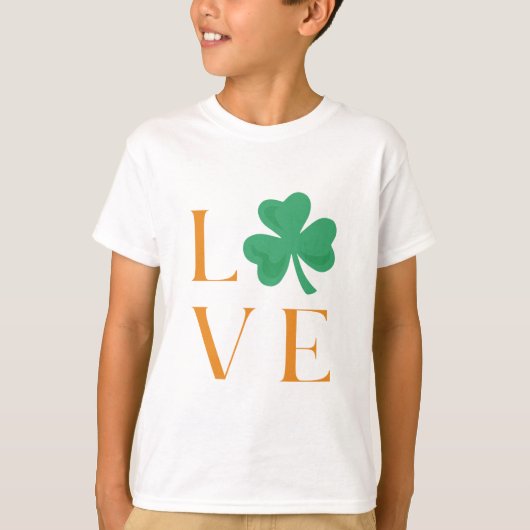 Irish Love Clover Shamrock groen en Sinaasappel T-shirt (Voorkant)
