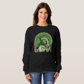 Irish Love Gnome Lucky Shamrock Rainbow Leopard St Trui (Voorkant volledig)