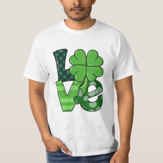 Irish Love Patrick's Day Shamrock Green Plaid T-shirt (Voorkant)