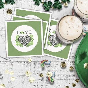 Irish LOVE Shamrock & Celtic Knot Heart Paper Servet