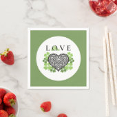 Irish LOVE Shamrock & Celtic Knot Heart Paper Servet (Insitu)