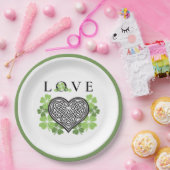 Irish LOVE Shamrock & Celtic Knot Heart Papieren Bordje (Feest)