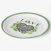 Irish LOVE Shamrock & Celtic Knot Heart Papieren Bordje (Gekanteld)