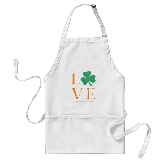 Irish Love Shamrock Green en Sinaasappel Custom Standaard Schort (Voorkant)