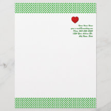 Irish Love Shamrock met rood hart Letterhead