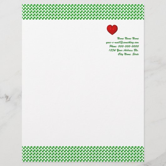 Irish Love Shamrock met rood hart Letterhead Briefhoofd (Voorkant)