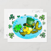 IRISH LUCK GOLDFISH met pet en shamrocks schattig Briefkaart (Voorkant / Achterkant)