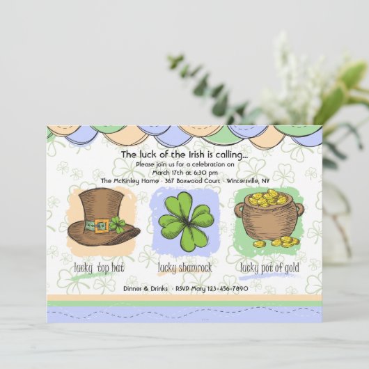 Irish Luck Invitation Kaart (Staand voorkant)