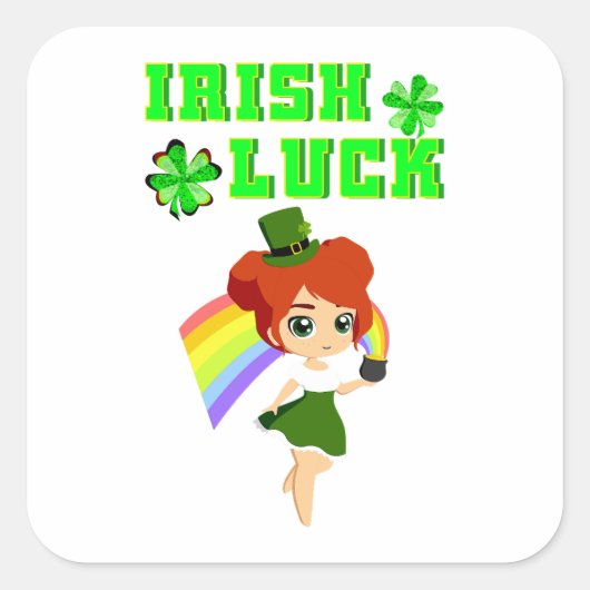 Irish Luck leprechaun 17 Day Saint March Patricks Vierkante Sticker (Voorkant)