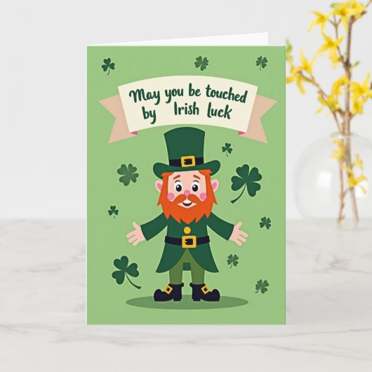 Irish Luck Leprechaun Card Kaart (Gele Bloem)
