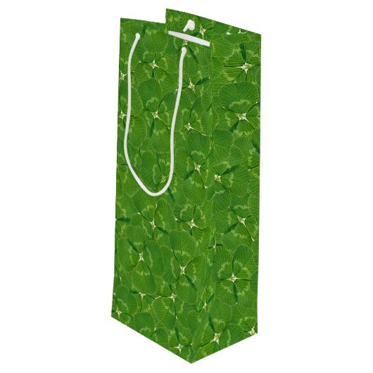 Irish Luck Shamrocks Wijn Cadeautas (Achterkant Gekanteld)