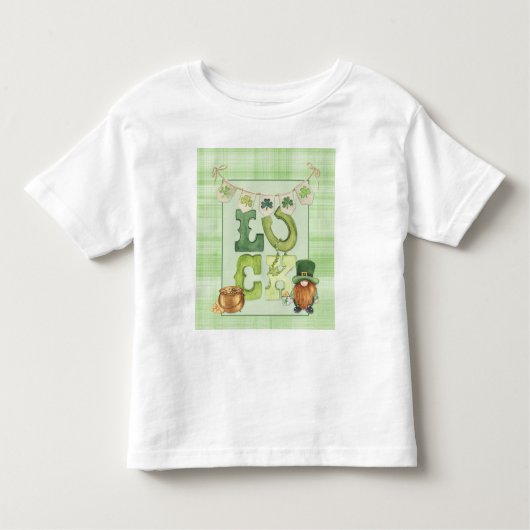 Irish Luck St Patrick's Day Gnome Shamrock Green Kinder Shirts (Voorkant)