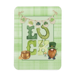 Irish Luck St Patrick's Day Gnome Shamrock Green Magneet