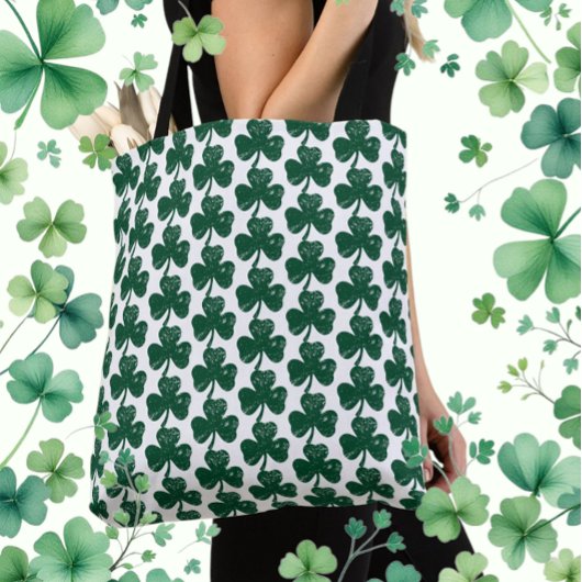 Irish Luck Trendy Grunge Klaverblad Tote Bag