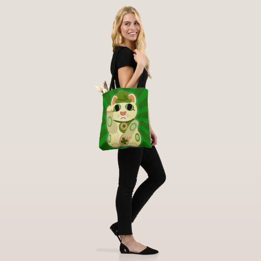Irish Lucky Cat Mashup Tote Bag (Op model)