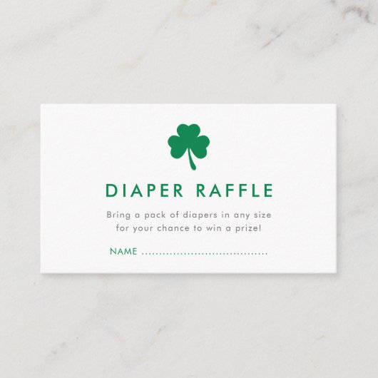 Irish Lucky Charm Diaper Raffle Baby shower Informatiekaartje (Voorkant)