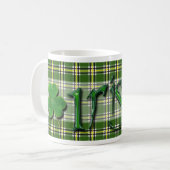 Irish Lucky Charming Clover Shamrock Green Tartan Koffiemok (Voorkant links)
