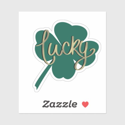 Irish Lucky Clover St Patricks Day Script Sticker (Vel)