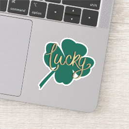 Irish Lucky Clover St Patricks Day Script Sticker