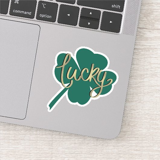 Irish Lucky Clover St Patricks Day Script Sticker (Detail)