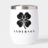 Irish Lucky Four Black Leaf Clover met naam (Achterkant)