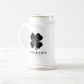 Irish Lucky Four Black Leaf Clover met naam Bierpul (Voorkant links)