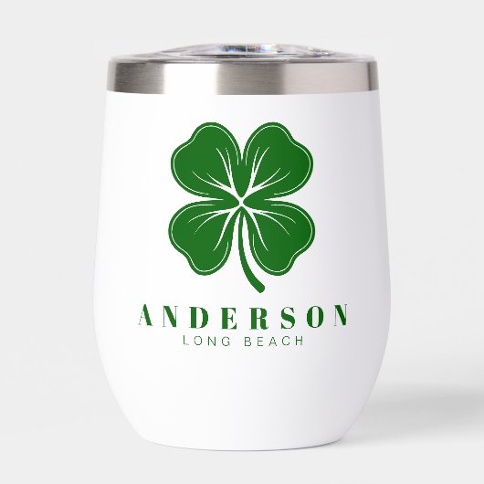 Irish Lucky Four Green Leaf Clover met naam (Voorkant)