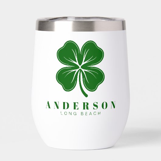 Irish Lucky Four Green Leaf Clover met naam (Achterkant)