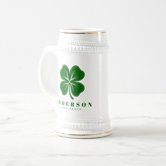 Irish Lucky Four Green Leaf Clover met naam Bierpul (Voorkant links)