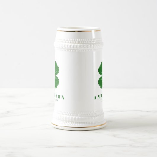 Irish Lucky Four Green Leaf Clover met naam Bierpul (Center)