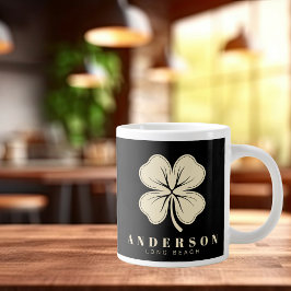 Irish Lucky Four Leaf Clover met de naam Black Grote Koffiekop
