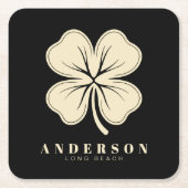 Irish Lucky Four Leaf Clover met de naam Black Kartonnen Onderzetters (Voorkant)