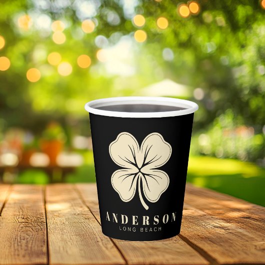 Irish Lucky Four Leaf Clover met de naam Black Papieren Bekers