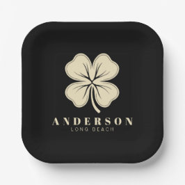 Irish Lucky Four Leaf Clover met de naam Black Papieren Bordje