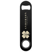 Irish Lucky Four Leaf Clover met de naam Black Speed Flessenopener (Achterkant)