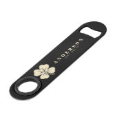 Irish Lucky Four Leaf Clover met de naam Black Speed Flessenopener (Achterkant Gekanteld)
