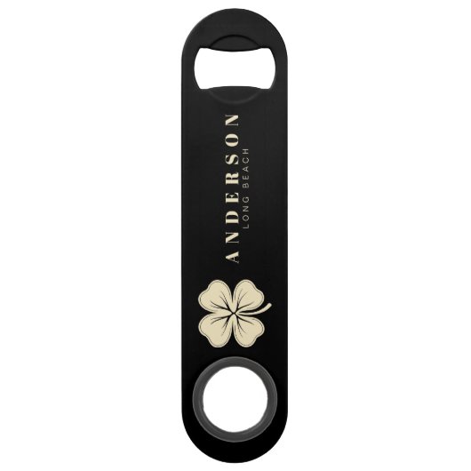 Irish Lucky Four Leaf Clover met de naam Black Speed Flessenopener (Voorkant)