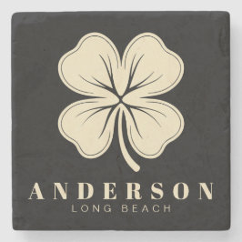 Irish Lucky Four Leaf Clover met de naam Black Stenen Onderzetter