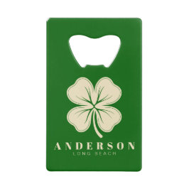 Irish Lucky Four Leaf Clover met de naam Green Creditkaart Flessenopener