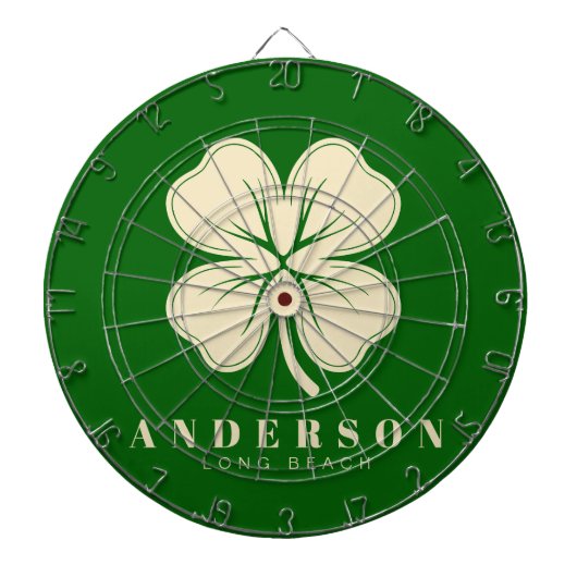 Irish Lucky Four Leaf Clover met de naam Green Dartbord (Voorkant)