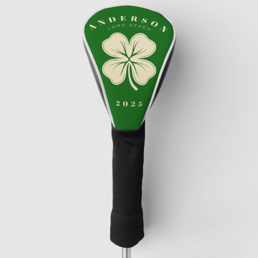 Irish Lucky Four Leaf Clover met de naam Green Golfheadcover (Voorkant)