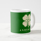 Irish Lucky Four Leaf Clover met de naam Green Grote Koffiekop (Voorkant rechts)