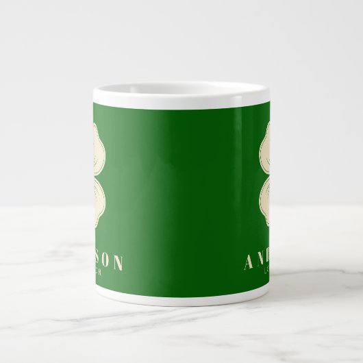 Irish Lucky Four Leaf Clover met de naam Green Grote Koffiekop (Voorkant)