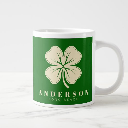 Irish Lucky Four Leaf Clover met de naam Green Grote Koffiekop (Rechts)