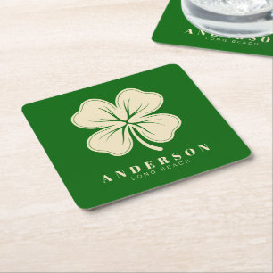 Irish Lucky Four Leaf Clover met de naam Green Kartonnen Onderzetters