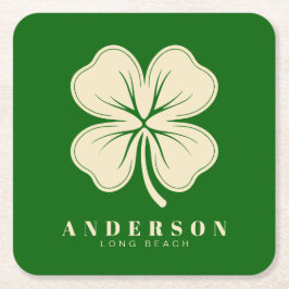 Irish Lucky Four Leaf Clover met de naam Green Kartonnen Onderzetters