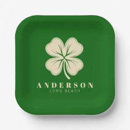 Irish Lucky Four Leaf Clover met de naam Green Papieren Bordje