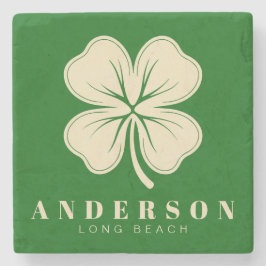 Irish Lucky Four Leaf Clover met de naam Green Stenen Onderzetter